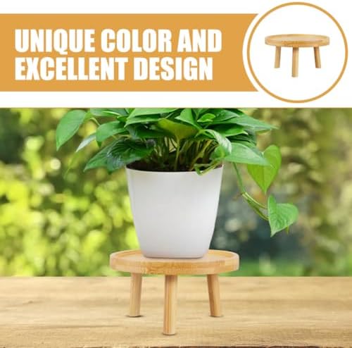 FAVOMOTO Wooden Bonsai Plant Stand, Rustic Single Tier Display Stool - Image 3