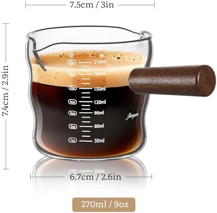 Joeyan Espresso Cups 7 oz, Wave Glass Measuring Cup with Double V-Spout - Image 2