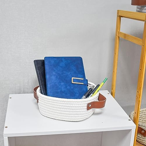 ABenkle Small Storage Basket, Mini Baskets, Cute Rope Woven Basket for Organizing, Square Shelf Storage with Handle, Boho Decorative Toy Bin for Nursery, Spa, Empty Gift Baskets - XS - Image 6