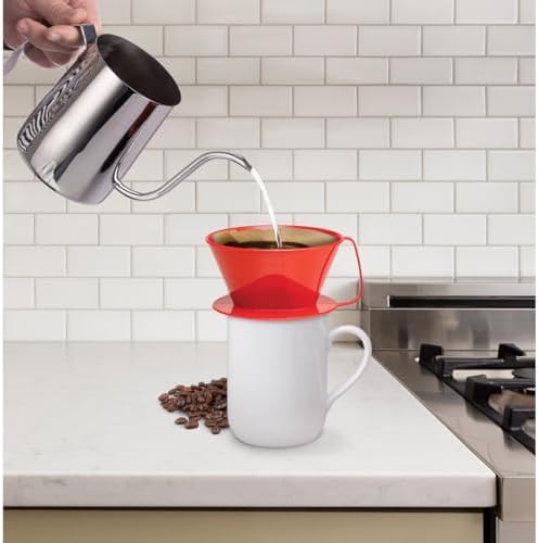 Fino Pour-Over Coffee Brewing Filter Cone, Number 4-Size, Red, Brews 8 to 12-Cups, Set of 2 - Image 4