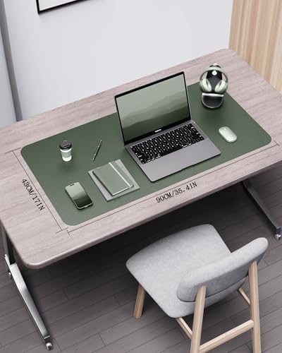 YSAGi Double-Sided Desk Pad, 35.4"x17"Leather Desk Mat, Eco Cork Desk Pad Protector,Large Mouse Pad,Waterproof Desk Blotter for Office/Home(Jungle Green) - Image 5