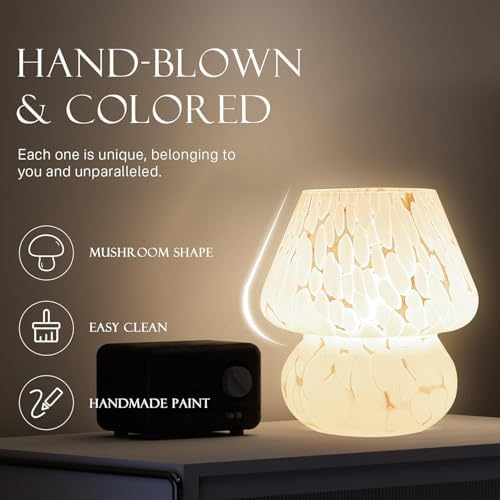Dawnwake Mushroom Lamp Table Lamp for Bedroom,Small Desk Bedside Lamps for Living Room,Mushroom Decor Cute Mini Modern Mid Century Lamps for Night Stands (Flame White) - Image 2