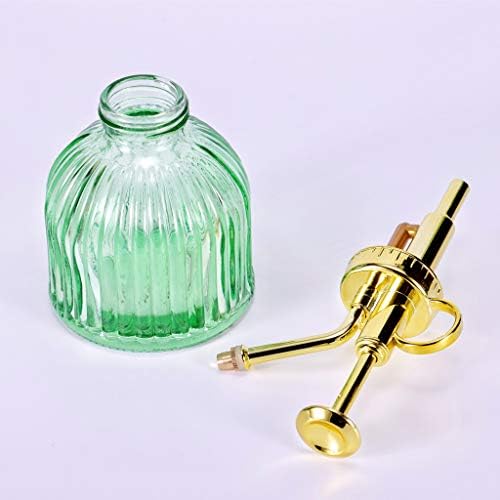 Glass Plant Mister Spray Bottle, 6.5" Green Glass Water Spray Bottle with Gold Top Pump Small Watering Can, Small Plant Sprayer Mister for Indoor Outdoor House (Green+Gold A) - Image 3