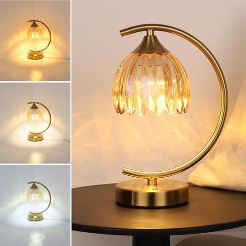 Shenmoyl Tulip Table Lamp, 5200mAh Cordless Touch Control Table Lamp with 3 Color Temps & Stepless Dimming, Rechargeable Battery Table Lamp for Living Room, Bedroom, Office, Shelf (Amber Tulip) by Shenmoyl