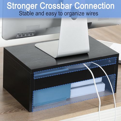 TEAMIX 6.7 inch Tall Monitor Stand Riser, Wood Shelf Riser, Desk Organizer - Image 3