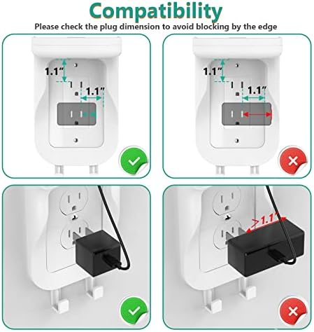 WALI Outlet Shelf Wall Holder, Fit for Duplex GFCI Decorative Outlet Shell A Space Saving for Smart Home, Speaker Mounts up to 20lbs with Cable Management (OSH002-W), White - Image 4