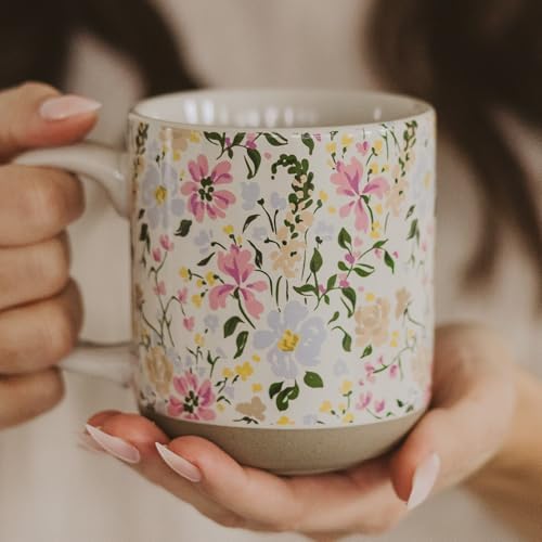 Sweet Water Decor Floral Stoneware Coffee Mugs - 14oz Cute Coffee Cups for Hot & Cold Drinks - Dishwasher & Microwave Safe - Spring Home Decor and Gift - Ideal Tea & Espresso Mugs - Image 3