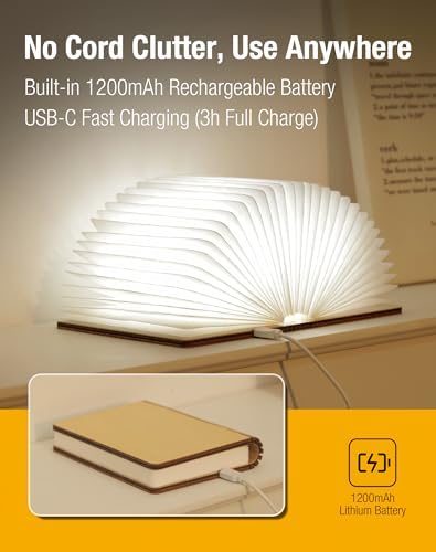 5.7 in Wooden Book Lamp, Book Lovers Gifts,Teacher Appreciation Gifts - Image 5
