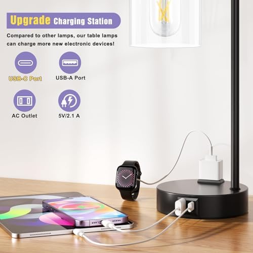 Industrial Touch Lamps for Nightstand Set of 2, 3-Way Dimmable Bedside Lamp - Image 2