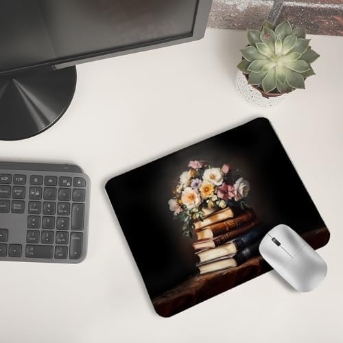 Moody Floral Book Mouse Pad, Book Lovers Readers Gifts, Dark Cottagecore Bookish Mouse Pads for Wireless Mouse Computers Laptop Desk Accessories, 9.5x7.9 Inch - Image 6