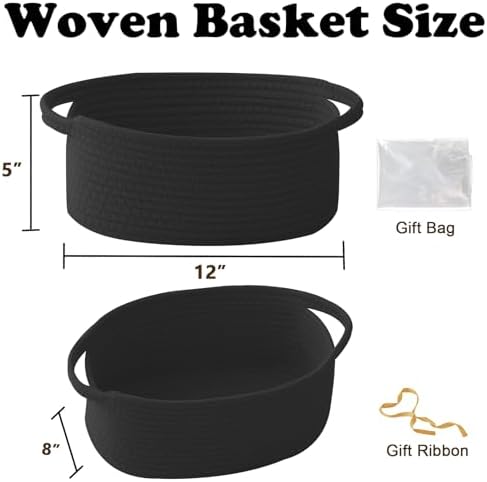 Black Woven Rope Basket - Baby Gift Basket with Bag & Ribbon - Image 2
