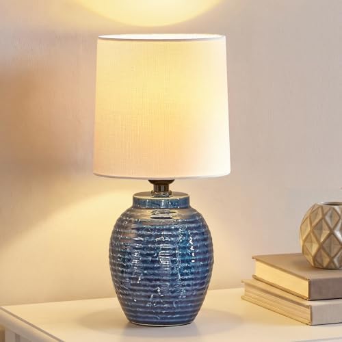 EJIAXIN Small Bedside Lamps -13.75" Farmhouse Table Lamps - Classic Ceramic Table Lamp for Bedroom, Living Room, Nightstand, Office, Side Desk Lamp, End Table by WelcometoEJIAXIN