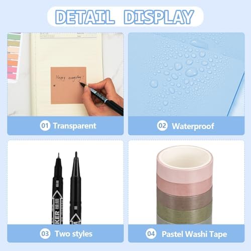 Sinload 60 Pcs Aesthetic Book Annotation Kit School Supplies Cute Pencil Case Mini Stapler Set 12 Highlighter 5 Gel Pen 6 Pencil 5 Magnetic Bookmark 1220 Sticky Note Student Stationary(Black) - Image 6