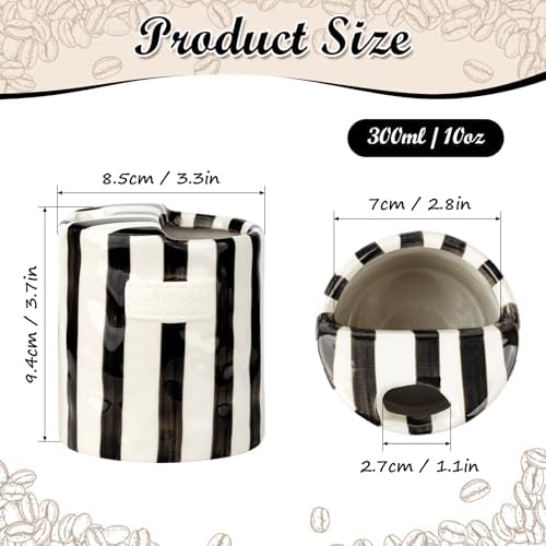 Novelty Ceramic Coffee Mug with Sip Hole, Retro Striped Hand-Painted Design - Image 3