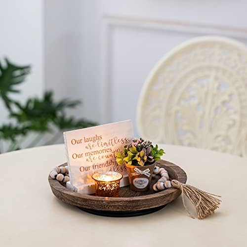 Hanobe Wooden Lazy Susan for Table Centerpiece, Round Serving Tray, 11.2" - Image 4