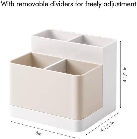 Poeland Desktop Storage Organizer, Pen and Pencil Cases Boxes, Pen or Pencil Holder Box Container for Desk, Office Supplies, Vanity Table Tan - Image 4