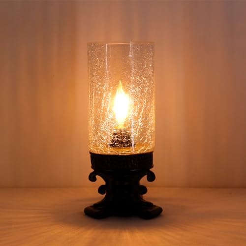 Glass Table lamp with fine Cracks, Small Candle Holder, by ANYONGLU