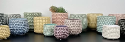 Nordring Stoneware Flower Pot – 5’’ Rose Planter with Polka Dots – Modern Ceramic Pot with Crackle Glaze – No Drainage Holes – Holds 4’’ Indoor Plant - Image 3