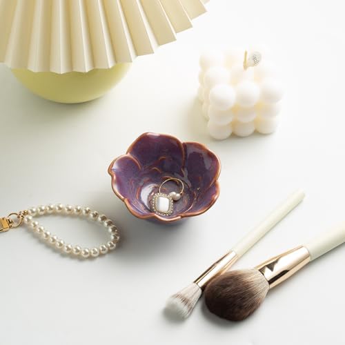 Mecaikru Ceramic Flower Jewelry Dish, 3.5 in Ring Tray with Gift Box & Card - Image 2
