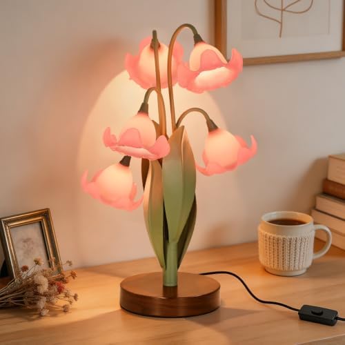 Flower Table Lamp for Bedroom, LED Cute Reading Light by NewAoNaSenLighting