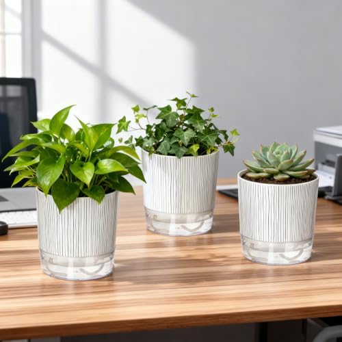 3 Pack Self Watering Pots Set, 4 Inch Self Watering Pots for Indoor Plants - Image 6