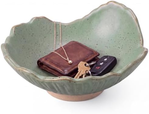 6" Ceramic Decorative Bowl Irregular Rim Key Tray, Teal Green by Unknown