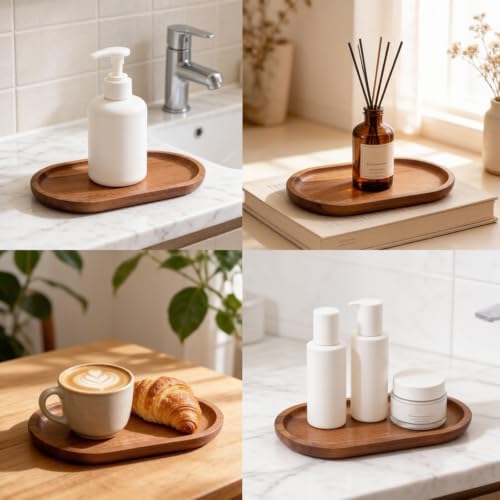 Acacia Wood Serving Tray Small, Mini Platter for Coffee Bar Vanity - Image 5