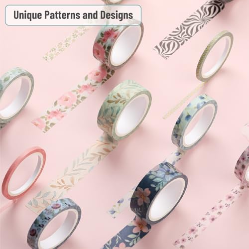 Mr. Pen- Washi Tape Set, 21 Rolls, Assorted Sizes, Floral Vintage - Image 3