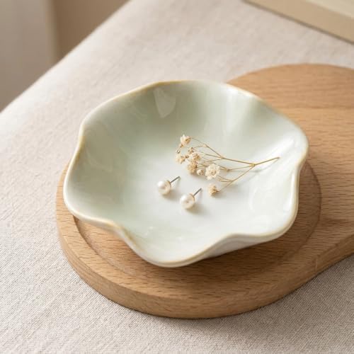 Ceramic Dish Tray Light Green Round Decorative Catchall for Keys - Image 5