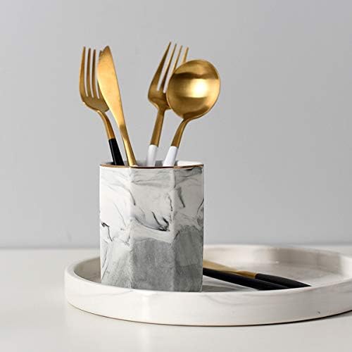 Pen Holder, Pencil Holder for Desk, Practical Ceramic Pencil Organizer, Decorative Makeup Brush Holder, Perfect Office Organization, Teacher Supplies, Gray Marble - Image 3