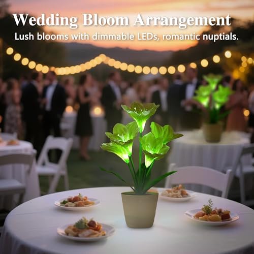 Artificial Lily Fower Lamp - Artificial Potted Flower Light, Christmas Birthday Gifts for Women Wife Girlfriend Mom Anniversary Bedroom Bar Coffee Shop Night Light Lamp Home Decor - Image 5