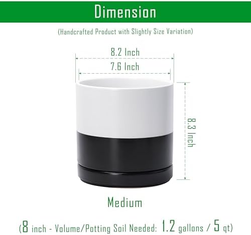 D'vine Dev 8.2 Inch Ceramic Planter Pot, Black White Two Tone, 94-O-D-L - Image 2