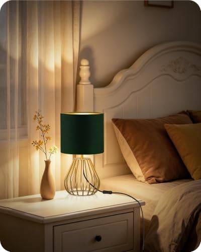 Green and Gold Table Lamp,12.6" Small Bedside Lamp with Bulb - Image 2