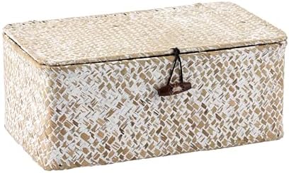 Hipiwe Wicker Shelf Baskets with Lid, X-Small Woven Seagrass Basket Bin by Hipiwe