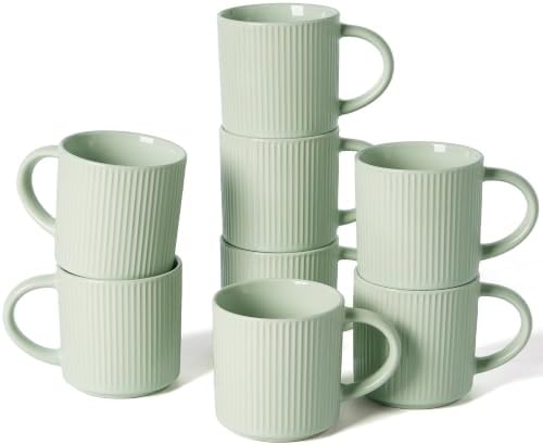 famiware Coffee Mug Set of 8, Star 12 oz Ceramic Mugs Cups Set with Handle by Famiware