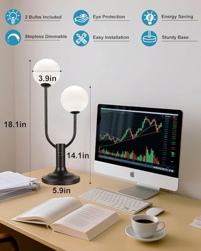 Lightdot Black Globe Table Lamp for Bedroom Gift G9 Bulbs Included Dimmable - Image 4