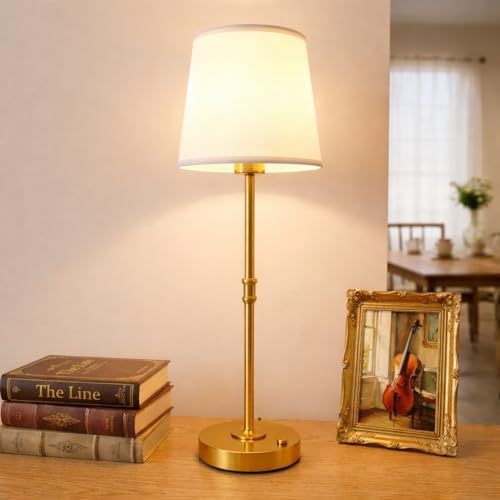 Gold Portable Cordless Table Lamp, Rechargeable Bedside Lamp, Tall by Unknown