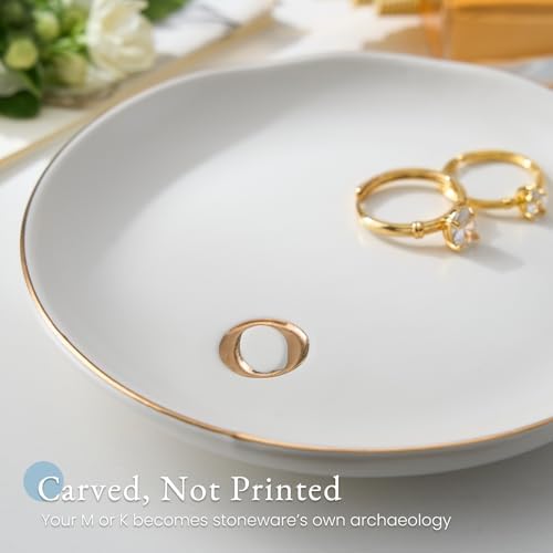 Lolalet Handmade Ceramic Ring Dish Jewelry Tray Plate with Initial, Small Monogram Gift for Her Women Girls Mother, Hostess, Engagement, Bridal Shower, Maid of Honor, Bridesmaid, Birthday, Christmas - Image 2