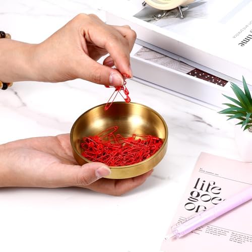 Paper Clip Holder Stainless Steel Paper Clip Holder Organizer for Desk Round Paperclip Pen Holders Cute Elegant Desk Organizer Accessories Supplies Gold Office Decor - Image 7