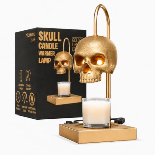 Nomnu Skull Candle Warmer Lamp with Timer and Dimmer, Golden Gothic Decor by Nomnu