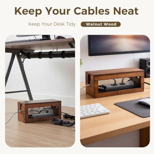 Chunful Extra Large Cable Management Box, 16'' Wood Cord Box Organizer with Ventilation Nets & Organizer for Power Strip, TV Wires & Desk Cable Storage, Magnetic Lid Hide Floor Cables - Image 5
