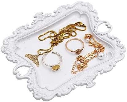 Funly mee Antique Trinket Dish Vintage Jewelry Tray, Ring Holder (White, S) by Funly+mee