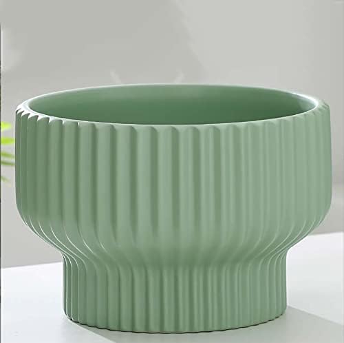 Puoyik 2 Piece Set of Flower Pots 8/6 inches, Ceramic Flower Pots with Drainage Holes, Indoor and Outdoor Plant Flower Planter (7.8/5.9 Green) - Image 5