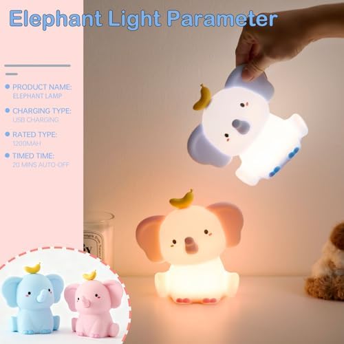 Elephant Lamp, Elephant Cute Night Light Gifts, Rechargeable Bedside Nightlight, Dimmable Squishy Silicone Animal Touch Lamp, Baby Room Decor, Small Night Light for Kids Teens Boys Girls Lovers - Image 7