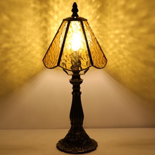 Tiffany Style Table Lamp Yellow Rippled Stained Glass Lamp 14 Inch - Image 5