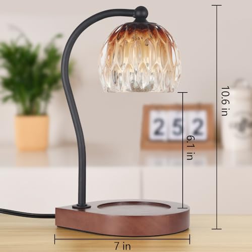 Electric Candle Warmer Lamp with Timer＆Dimmable for Jar Scented Candles, Wax Melting Tabletop Light Suitable as a Home Decor Thanksgiving Christmas Day Gift for Women Mom, with 2 Bulbs(Glass Brown) - Image 3