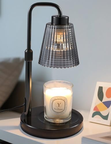Marble Candle Warmer Lamp Black with Cycle Timer, Dimmable Wax Melt Warmer by GODONLIF