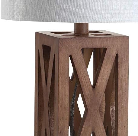 JONATHAN Y Stewart Rustic Wood Bedside Table Lamp 21.5", Brown - Image 6
