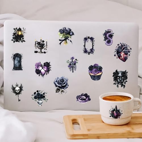 50Pcs Vintage Stickers,Waterproof Transparent PET Aesthetic Decorative Scrapbooking Supplies for Adult Card Making Letters Planner Journaling Junk Journal DIY Water Bottles Art Craft.Black Rose - Image 5