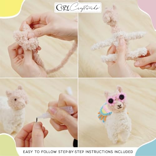 WeVeel Cozy Craftworks Capybara and Llama Chenille Stem Craft Kit Bundle for Teens & Adults – Mindful DIY Animal Craft, Tactile Pipe Cleaner Art Kit with QR Video Tutorials - Image 5